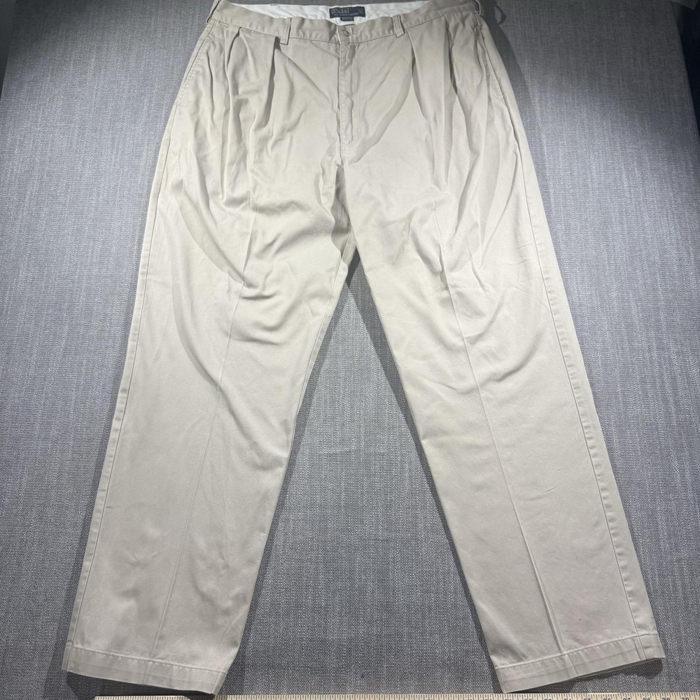 Polo Ralph Lauren Pants Mens 40x32 Beige Andrew Pleated Chino Classic Straight